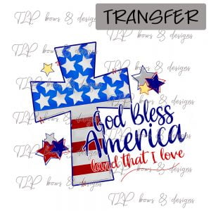 God Bless America Cross- Transfer
