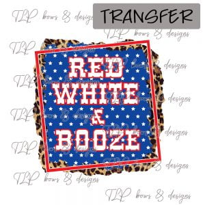 Red, White and Booze Cheetah Frame- Transfer