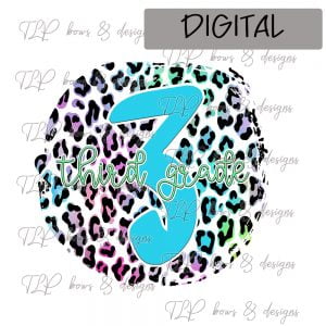 3rd Grade Round Multi Leopard Sublimation File or Printable File