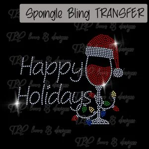 Happy Holidays Wine Glass Lights Transfer-SPANGLE