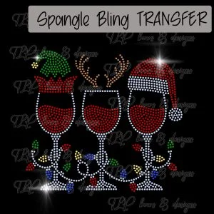 Wine Trio Santa Elf Reindeer-SPANGLE