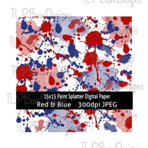 Red White Blue Splatter Digital Paper-Sublimation File or Printable File