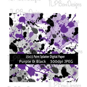 Purple Black Splatter Digital Paper-Sublimation File or Printable File