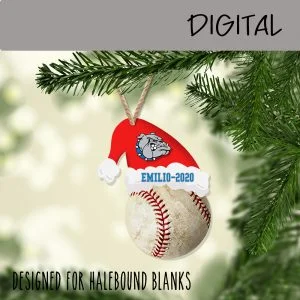 Santa Hat Sport Ball Baseball Ornament Design-Sublimation File or Printable File