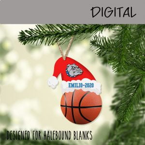 Santa Hat Sport Ball Basketball Ornament Design-Sublimation File or Printable File