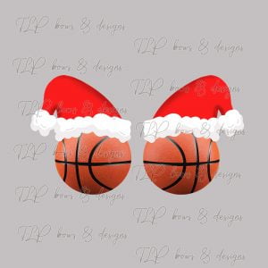 Santa Hat Sport Ball Basketball Ornament Design-Sublimation File or Printable File
