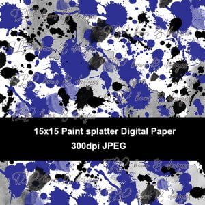 Royal and Black Splatter Digital Paper-Sublimation File or Printable File