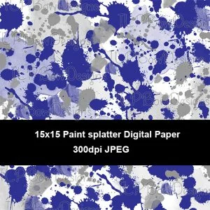 Royal and Grey Splatter Digital Paper-Sublimation File or Printable File