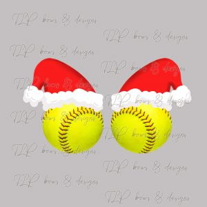 Santa Hat Sport Ball Softball Ornament Design-Sublimation File or Printable File