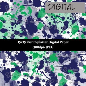 Navy Kelly Green Splatter Digital Paper-Sublimation File or Printable File