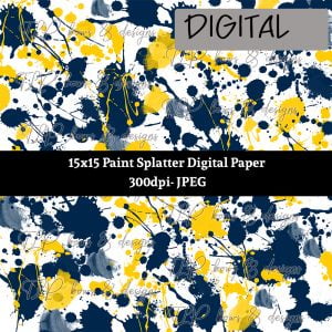Navy Yellow Gold Splatter Digital Paper-Sublimation File or Printable File