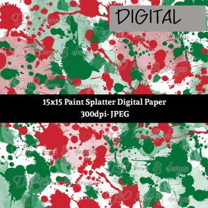 Red Green Splatter Digital Paper-Sublimation File or Printable File