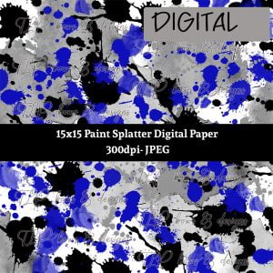 Royal Blk Grey Splatter Digital Paper-Sublimation File or Printable File