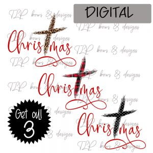 Christmas with Cross print Sublimation Printable File