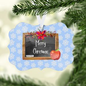 Merry Christmas Winter Chalkboard Teacher Ornament