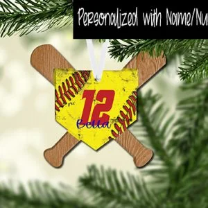HomePlate with WoodBats Softball Customized Ornament