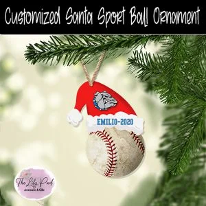 Santa Hat Sport Ball Customized Ornament