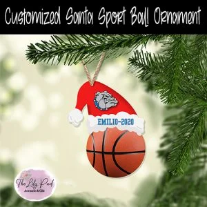 Santa Hat Sport Basketball Customized Ornament