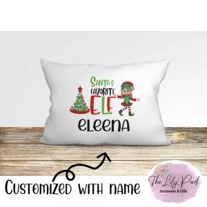 Santas Favorite Elf Girl Personalized Pillowcase
