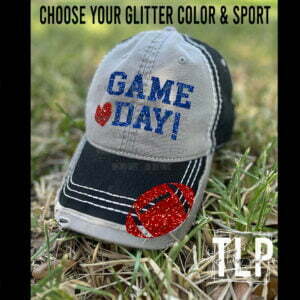 Game Day Heart Glitter Bling Hat