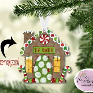 Gingerbread Christmas House Ornament Personalized