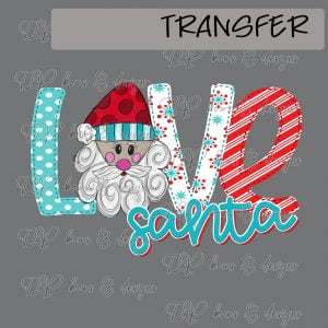 Love Santa funky letter Teal Red -Transfer
