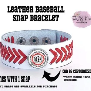 Leather Baseball Custom Snap Bracelet