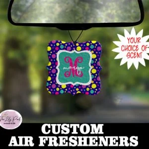 Funky Navy Polka Dot Personalized Air Freshener