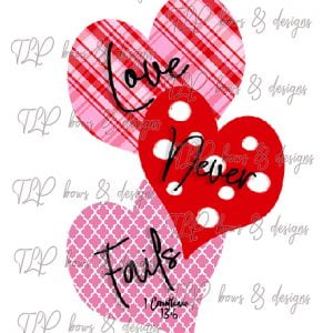 Heart Trio Door/Wall Hanger design Love Never Fails- Sublimation download