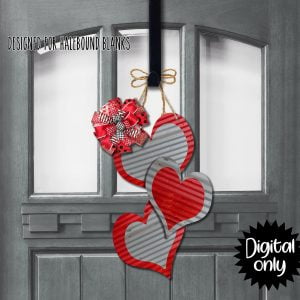 Heart Trio Door/Wall Hanger design Tin All Blank- Sublimation download