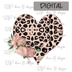 Rose Gold Cheetah Floral Heart Sublimation File or Printable File
