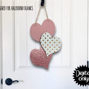 Heart Trio Door/Wall Hanger design Rose Pink – Sublimation download