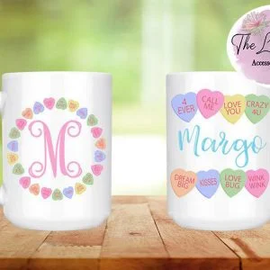 Conversation Hearts Personalized-Ceramic Mug with Name Option