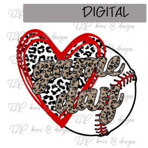 Cheetah Heart Baseball Game Day Sublimation Printable File