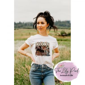 Cowhide and Cowboys White Graphic Tee