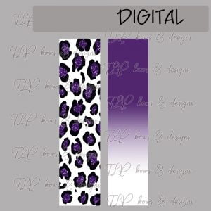 Cheetah Print Purple Faux Glitter Ombre Cheer Bow PNG