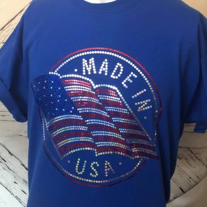 Made in USA  Patriotic  Spangle Bling Shirt