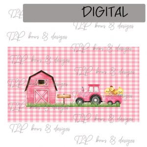 Girl Pink Farm Scene Sublimation Printable Sippy Cup File