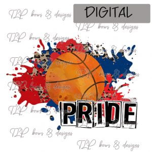 Red Blue Cheetah Splatter Basketball Pride Sublimation Printable File