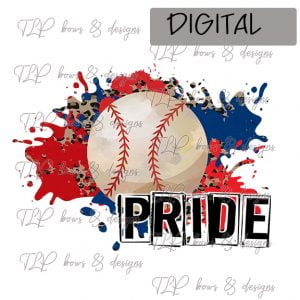 Red Blue Cheetah Splatter Baseball Pride Sublimation Printable File