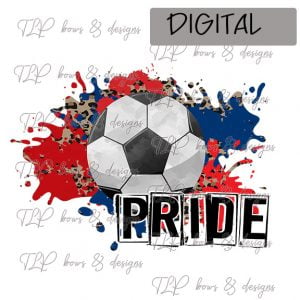 Red Blue Cheetah Splatter Soccer Pride Sublimation Printable File