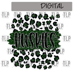 Huskies Dk Green Cheetah Sublimation Printable File