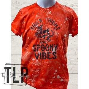 Thick Thighs Spooky Vibes Bleached Distressed Shirt
