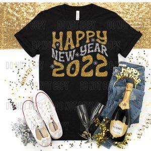 Happy New Year 2022 Retro 2color DTF Transfer