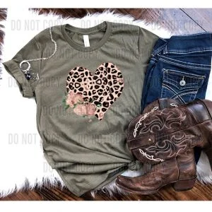 Rose Gold Cheetah Heart DTF transfer