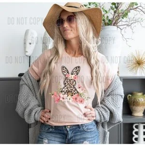 Cheetah Floral Bunny DTF transfer