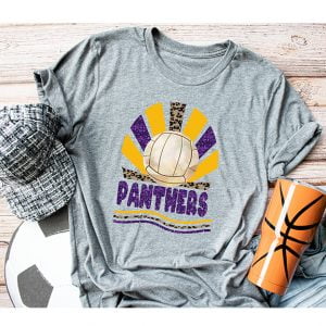 Panther Fan Design Volleyball-Purple Gold DTF transfer
