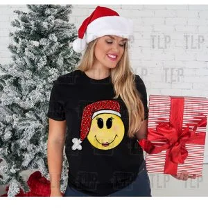 Christmas Smiley Face Sweatshirt or Tee