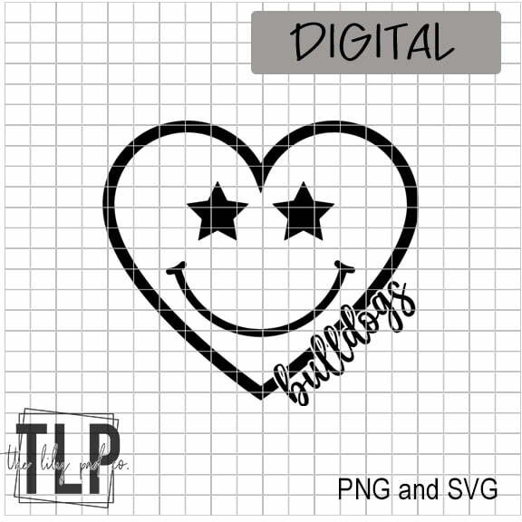 Heart Mascot BULLDOG Smilee Digital PNG SVG