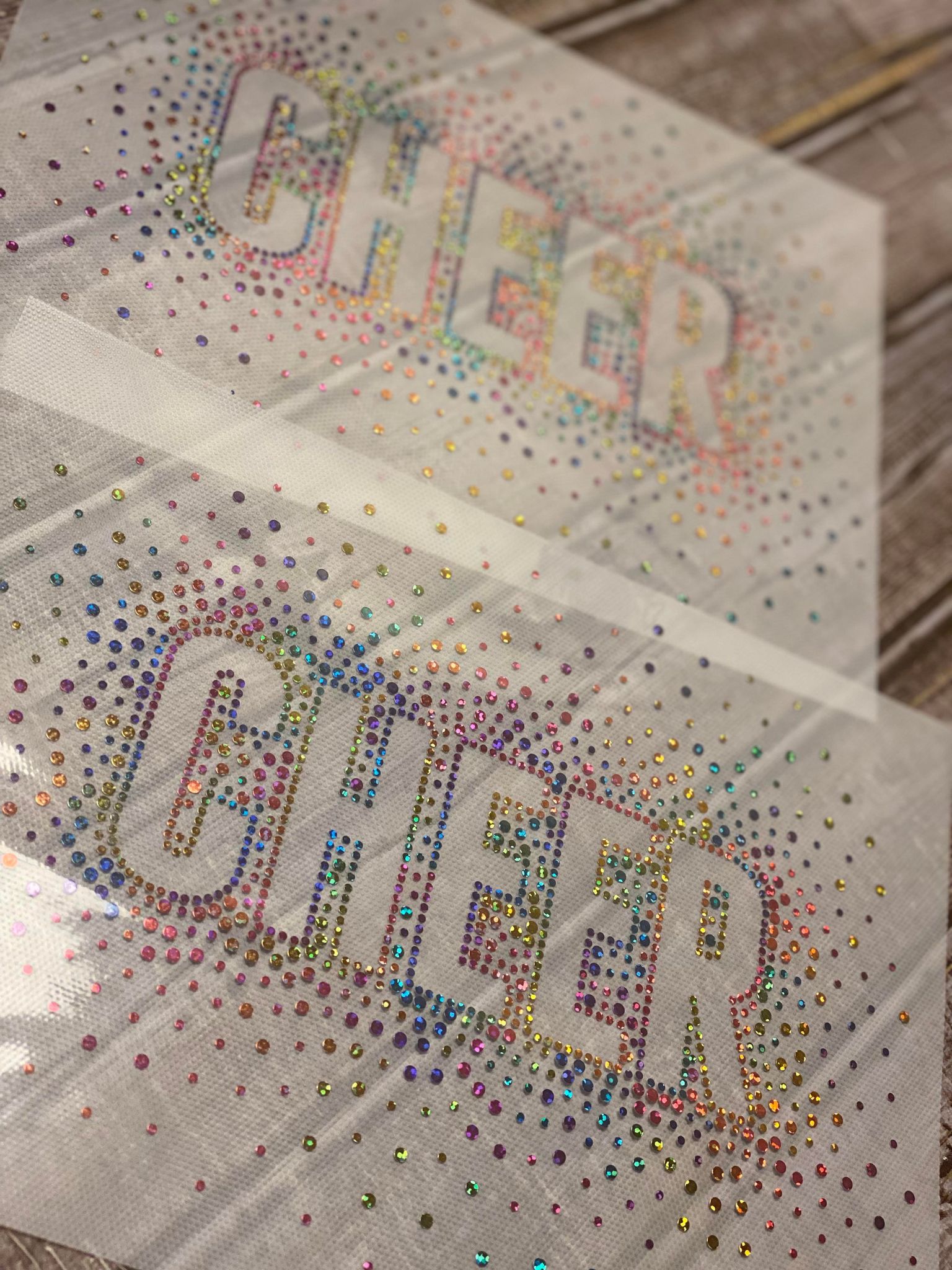 Rainbow Colored Cheer Scatter Spangle Transfer